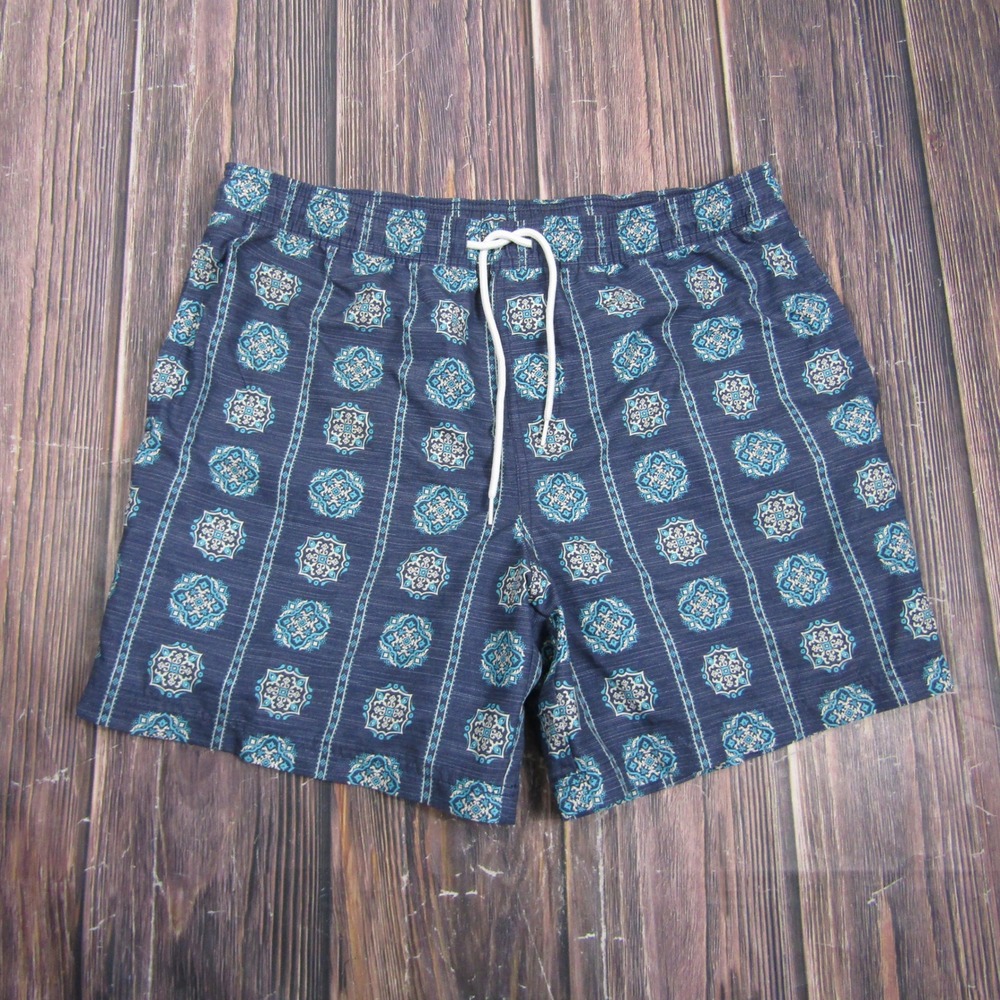 Original Use Swim Trunks Mens Large Blue Medallion Tile Print Lined Board Shorts